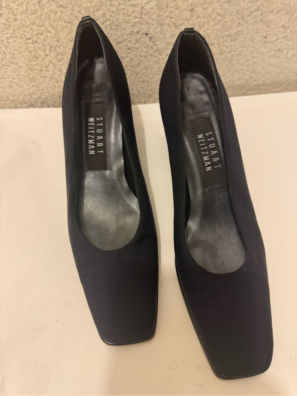 Stuart Weitzman Black Square-Toe Mid Heel Pumps 6.5 AA